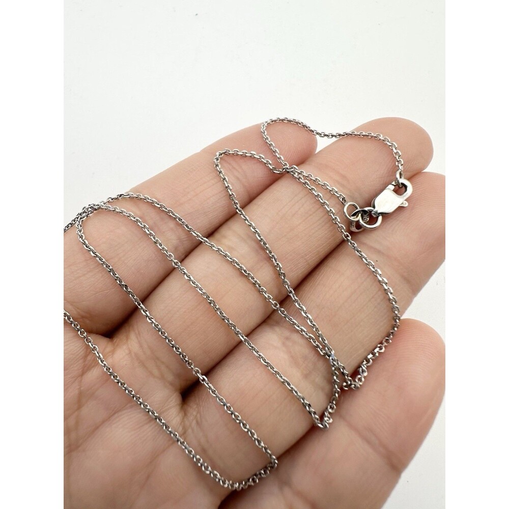 14k Solid White Gold Chain Necklace 16”